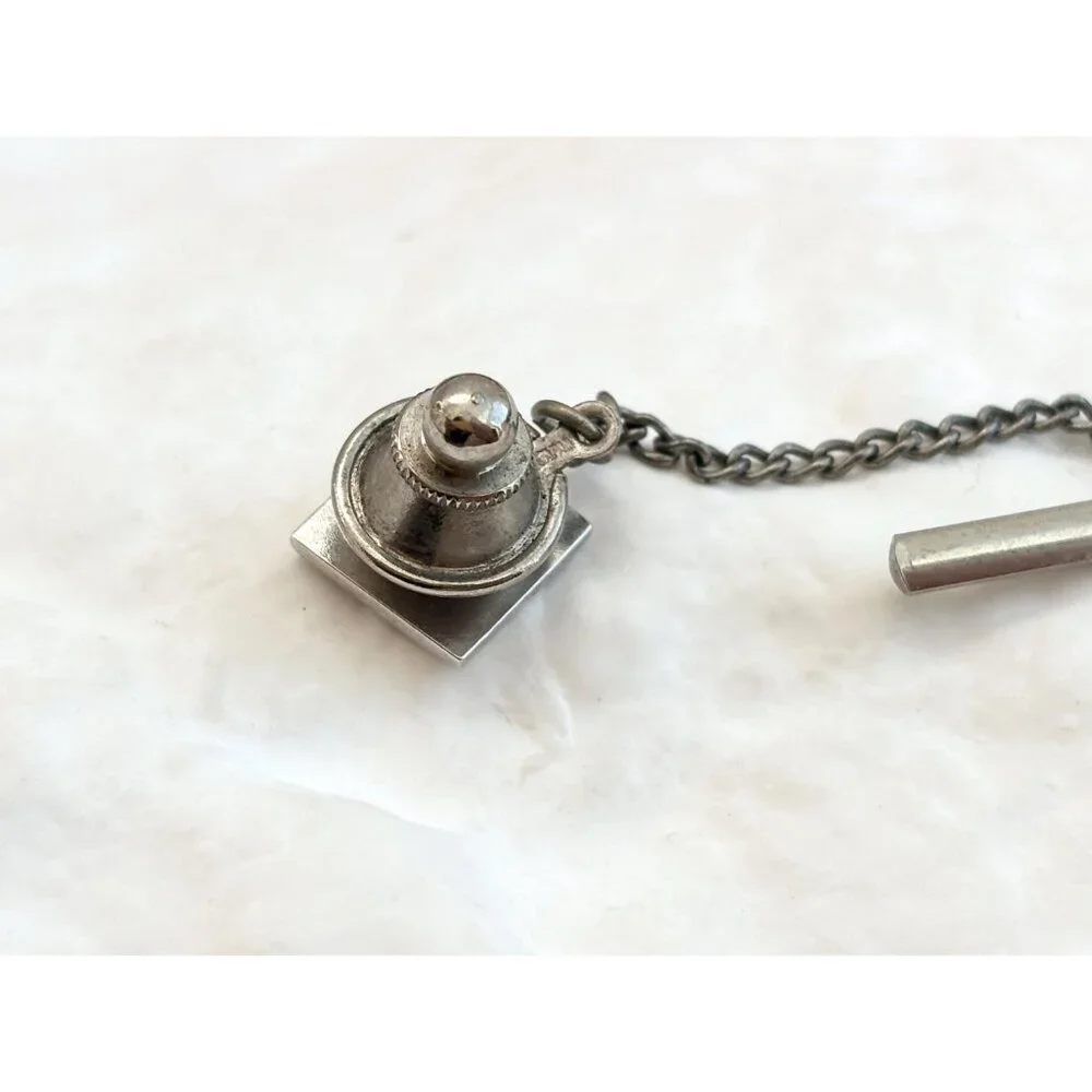 Square Geometric Minimalist Silver Toned Vintage Men's Tie Tack